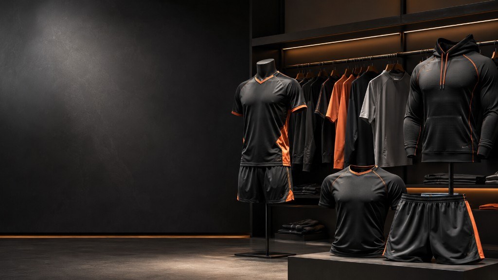 Finished sportswear and hoodies on display in the Power Wear Industry showroom