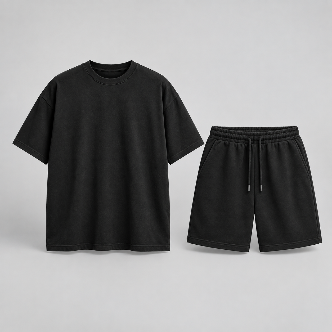 Black Jersey T-Shirt and Shorts Set