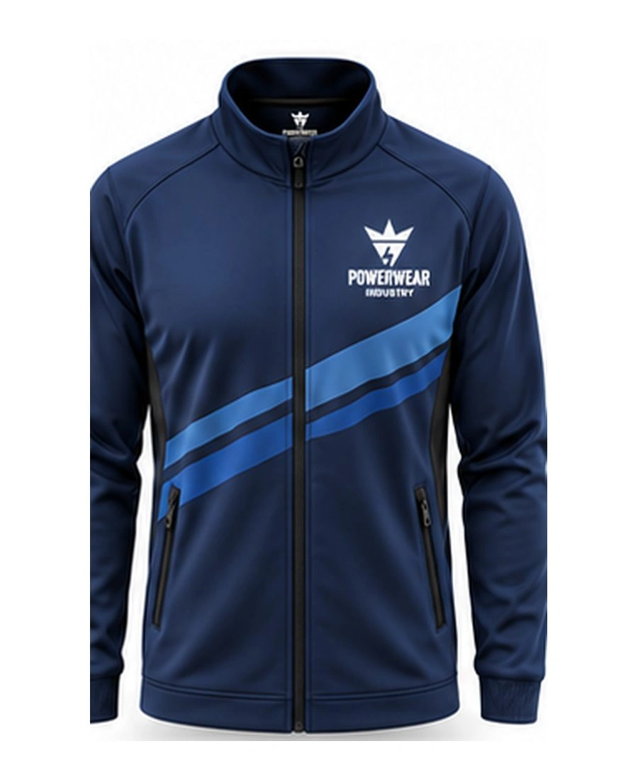 Seamless 4-Way Stretch Athletic Zip Jacket by Power Wear Industry with branded crest