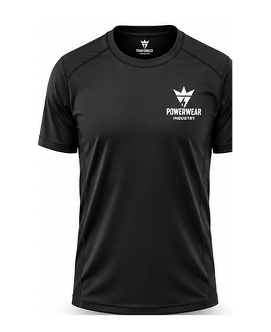 Hydro-Dry Breathable Athletic Performance T-Shirt by Power Wear Industry with branded crest
