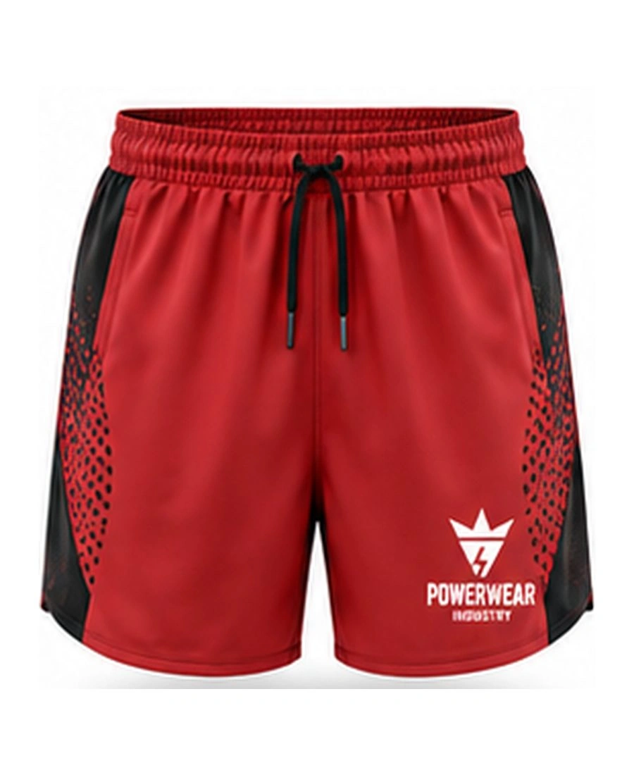 Breathable Mesh-Vented Performance Training Shorts by Power Wear Industry with branded crest