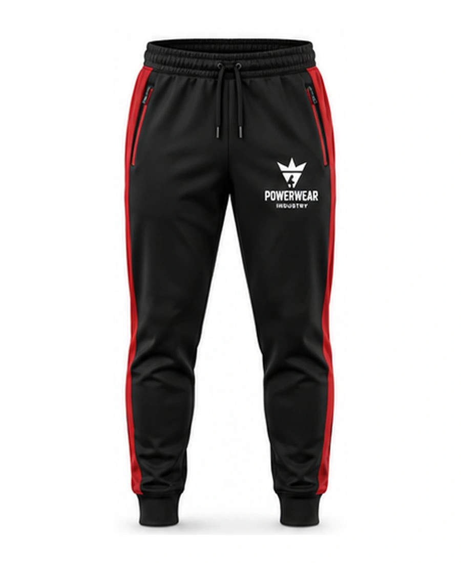 Deep-Pocket Elastic Waistband Active Joggers by Power Wear Industry with branded crest