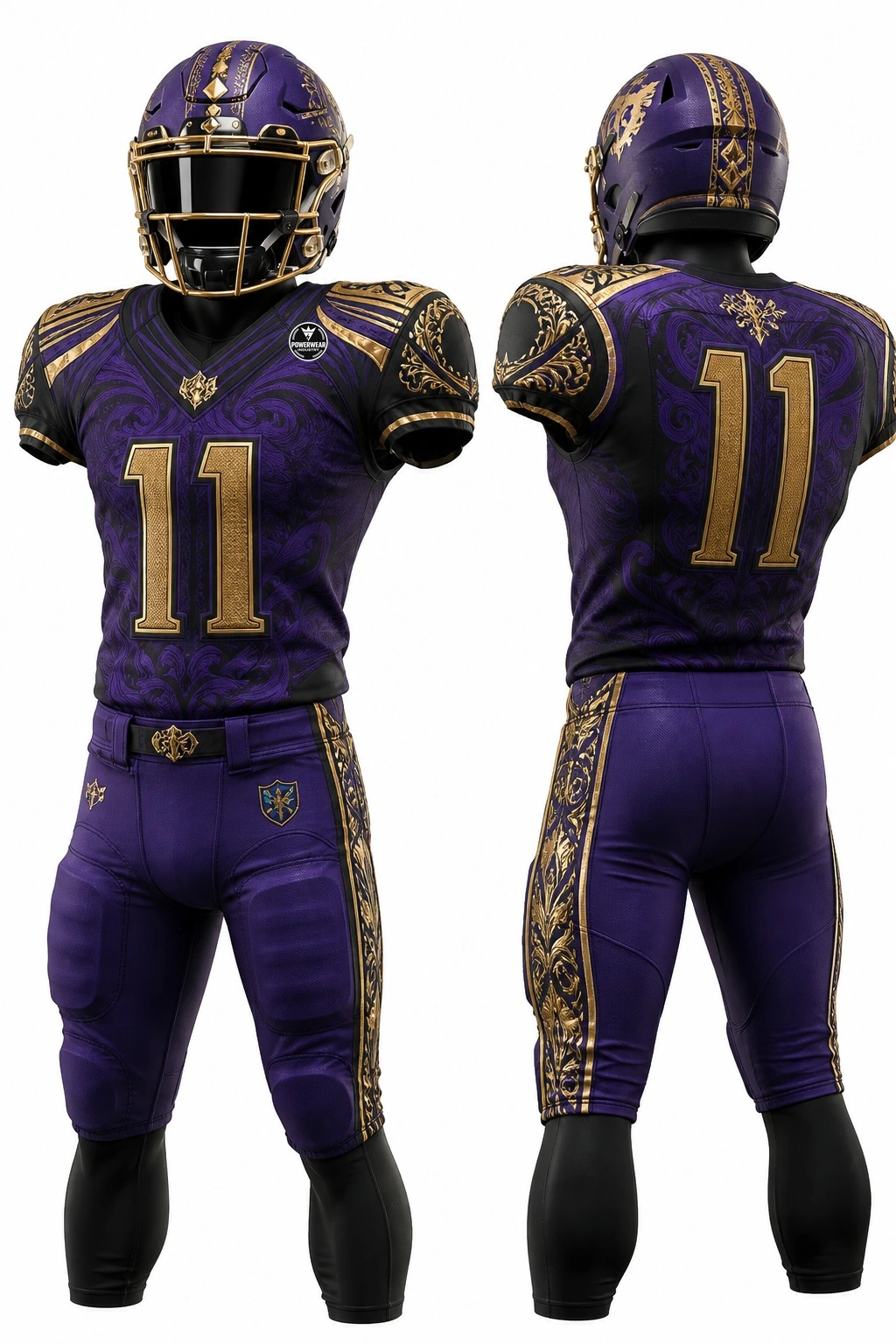 Custom American Football Uniform — Design 03 by Power Wear Industry with left-chest logo