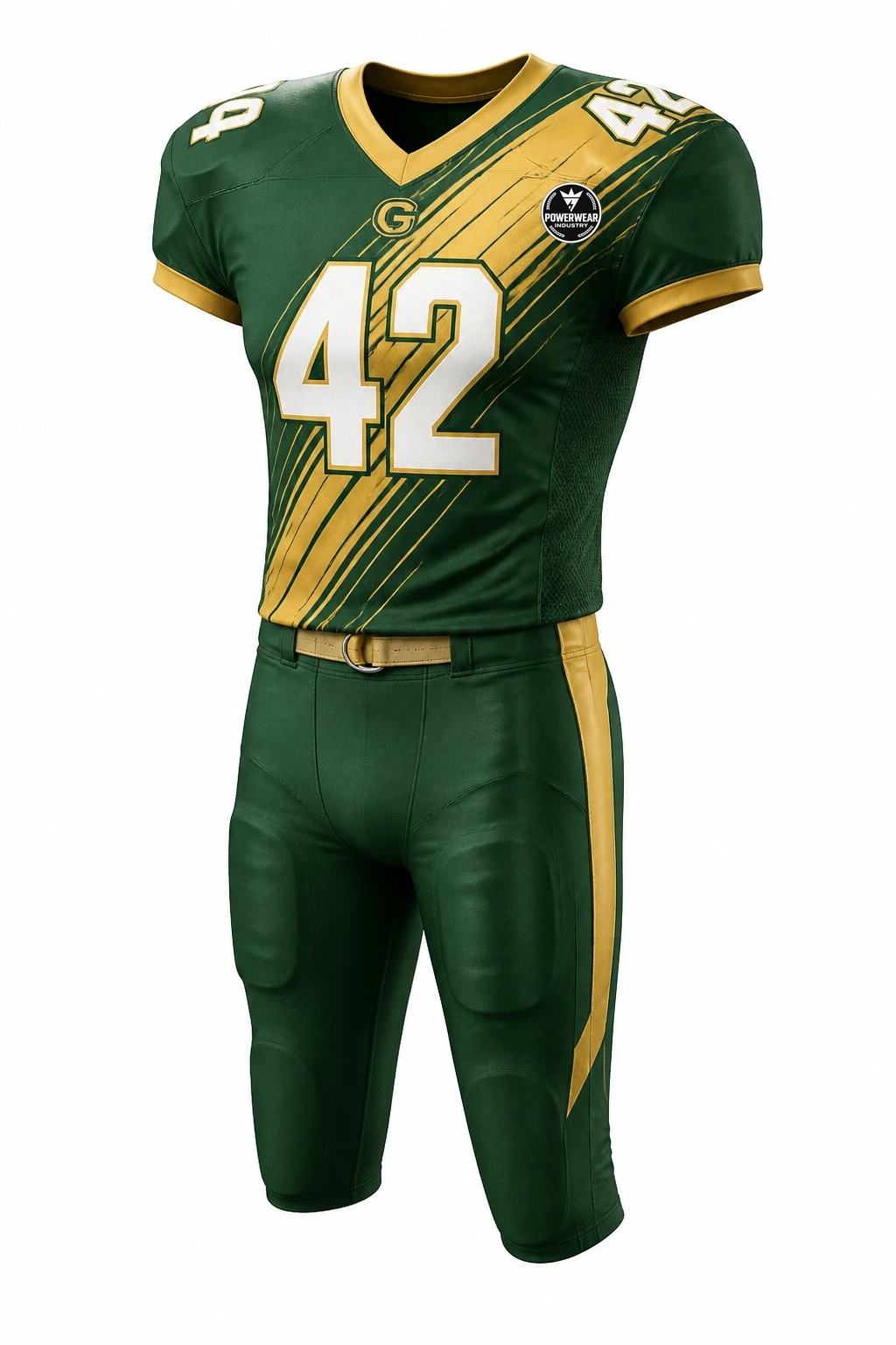 Custom American Football Uniform — Design 08 by Power Wear Industry with left-chest logo