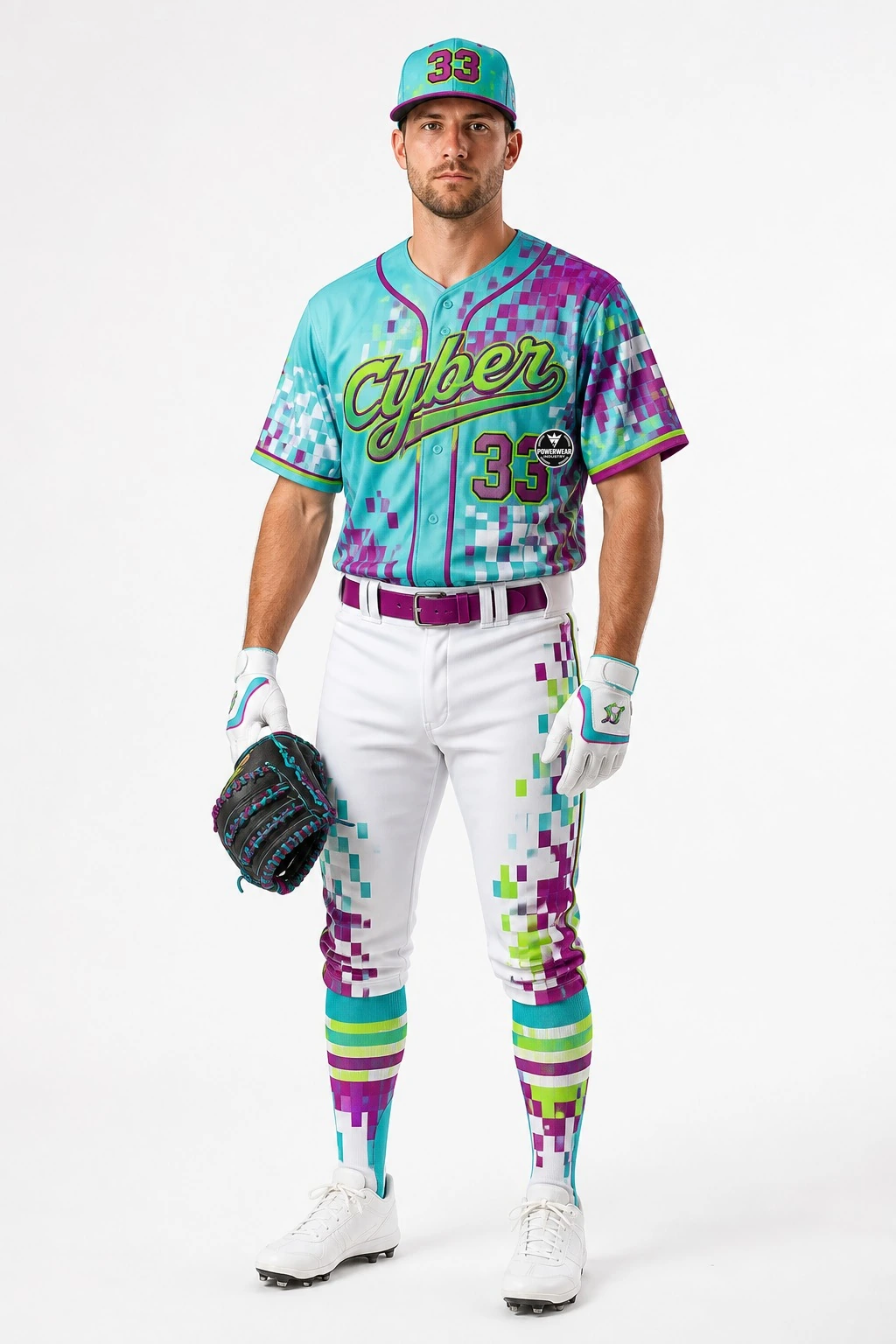 Custom Baseball Uniform — Design 09 by Power Wear Industry with left-chest logo