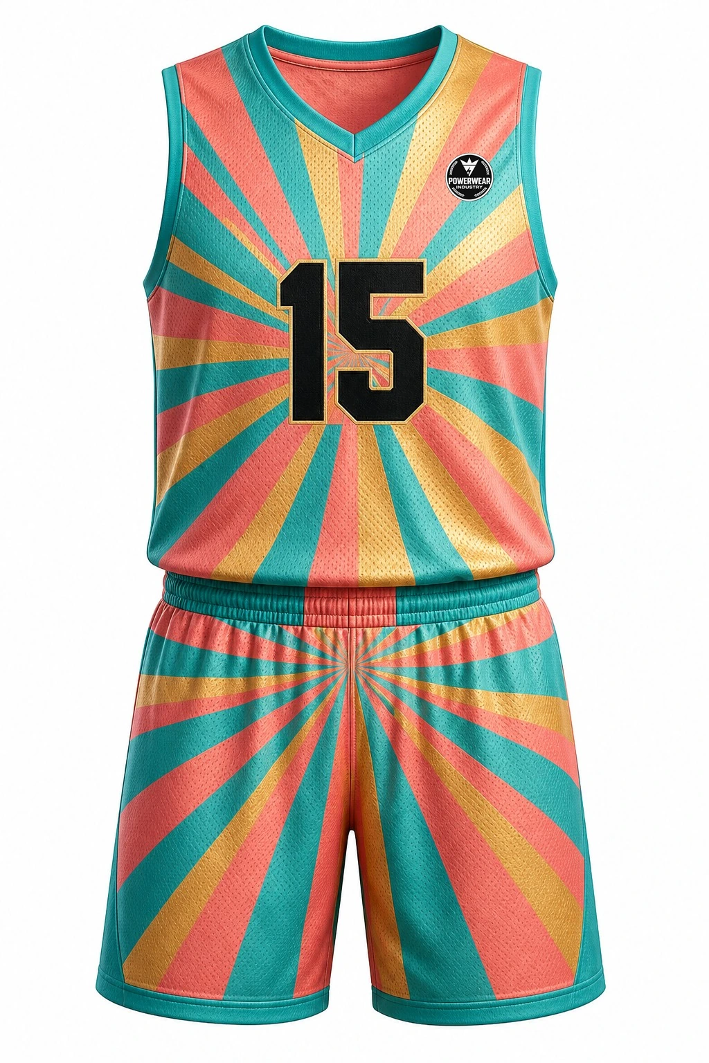 Custom Basketball Uniform — Design 04 by Power Wear Industry with left-chest logo
