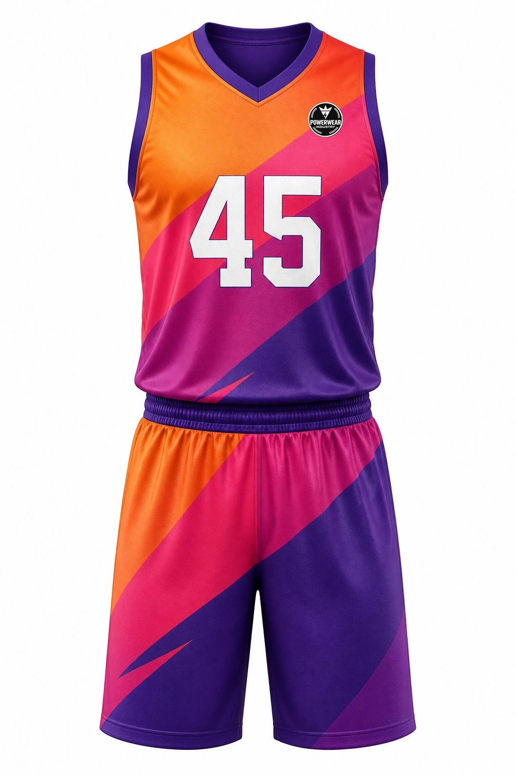 Custom Basketball Uniform — Design 11 by Power Wear Industry with left-chest logo
