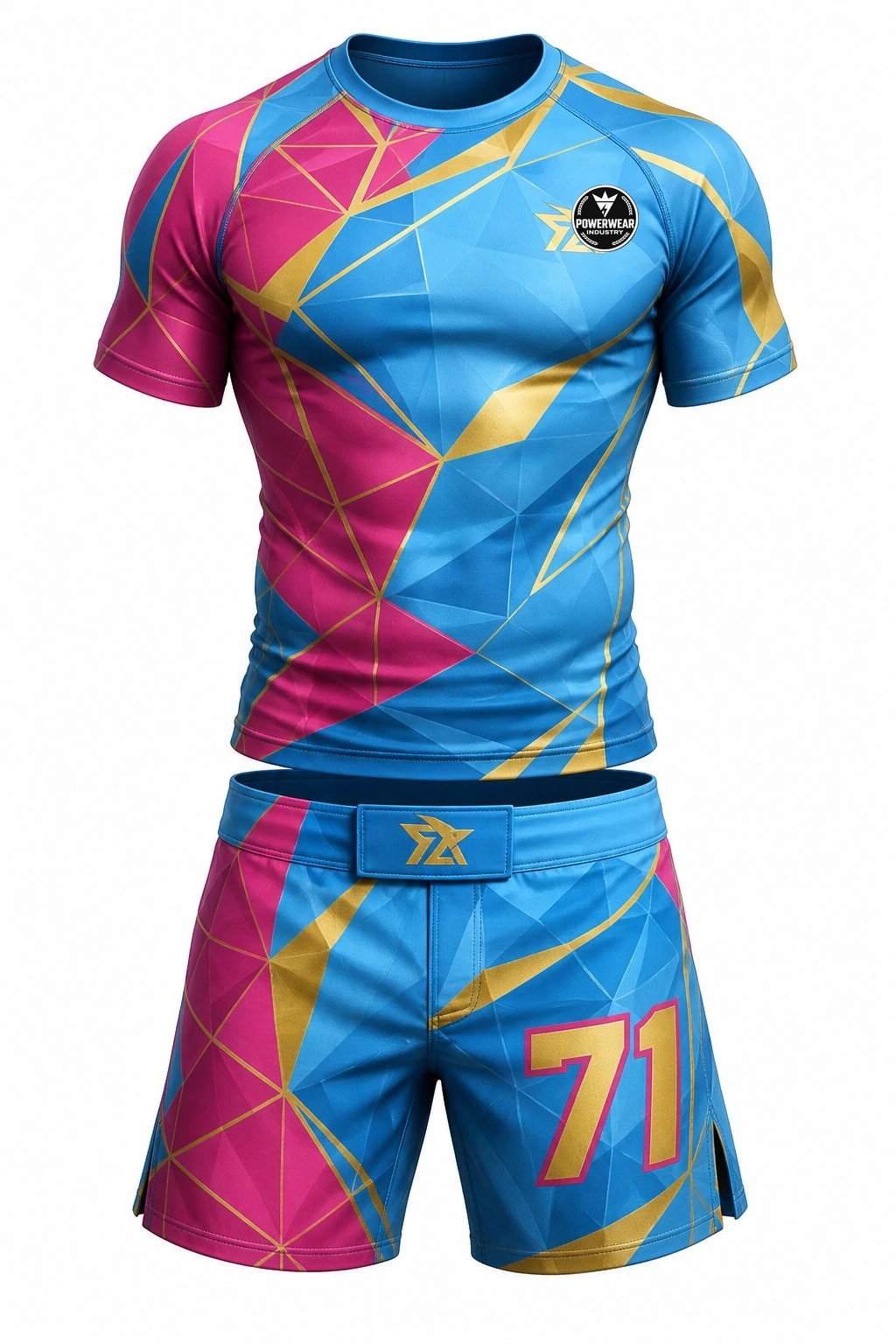 Custom MMA Set — Design 10 by Power Wear Industry with left-chest logo