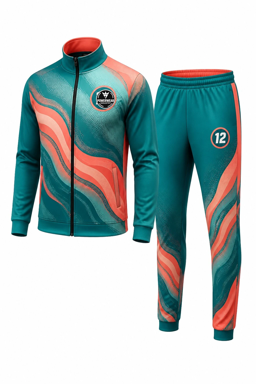 Custom Tracksuit — Design 12 by Power Wear Industry with left-chest logo