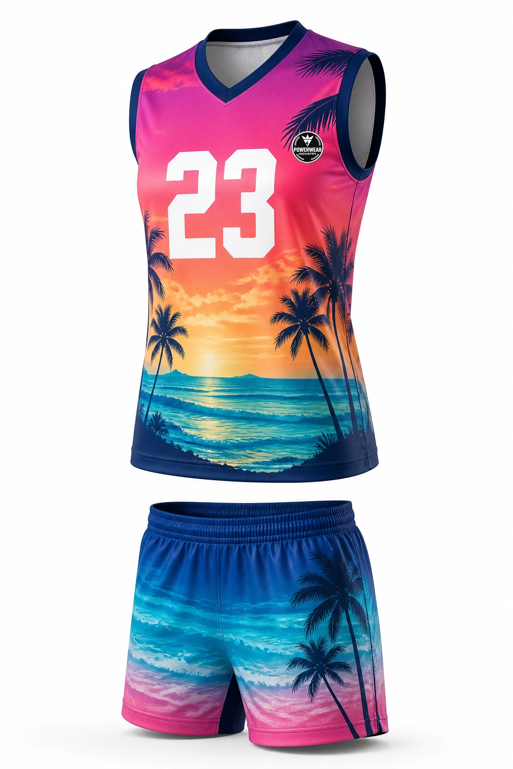 Custom Volleyball Uniform — Design 12 by Power Wear Industry with left-chest logo