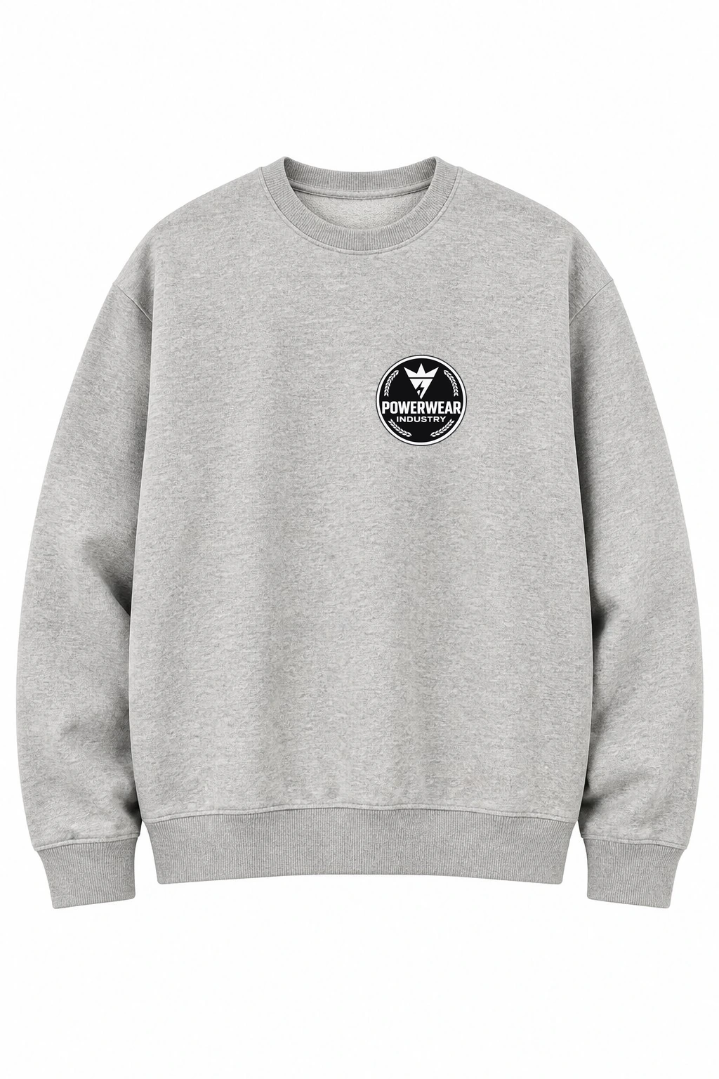 Custom Crewneck Sweatshirt — Design 07 by Power Wear Industry with branded badge