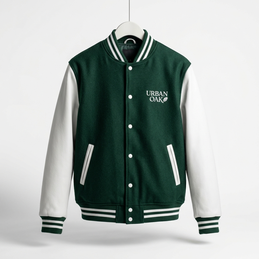 Wholesale Premium Forest Green & White Varsity Jacket - Custom Manufacturing